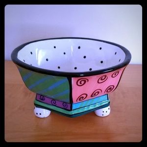 Whimsical Hand Painted Footed Bowl